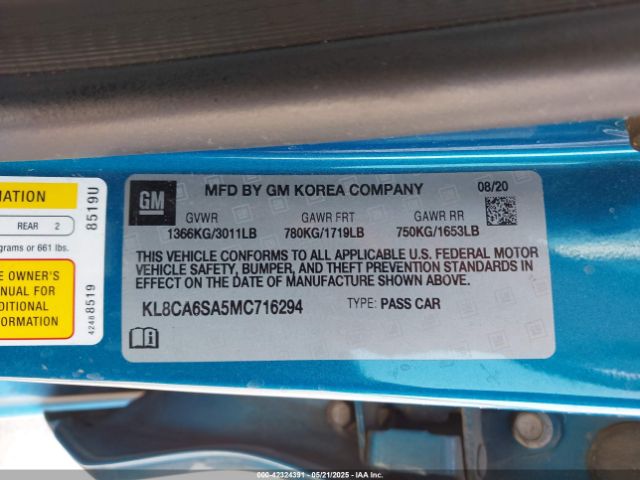 KL8CA6SA5MC716294 Chevrolet lv7 - mfi, variable valve timing, alum, gen 1 var 1