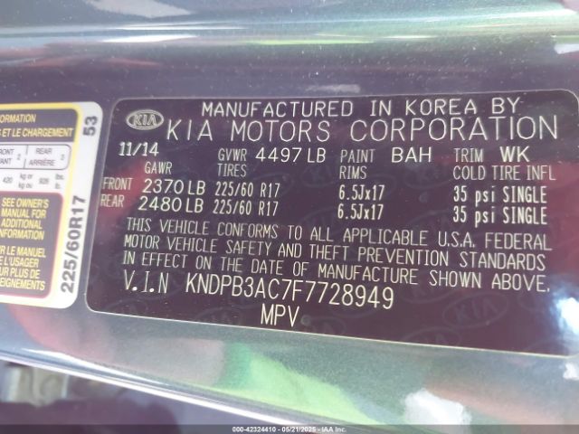 KNDPB3AC7F7728949 KIA Sportage Lx