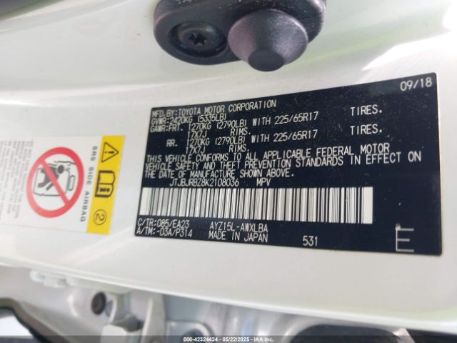 JTJBJRBZ8K2108036 Lexus NX 300H