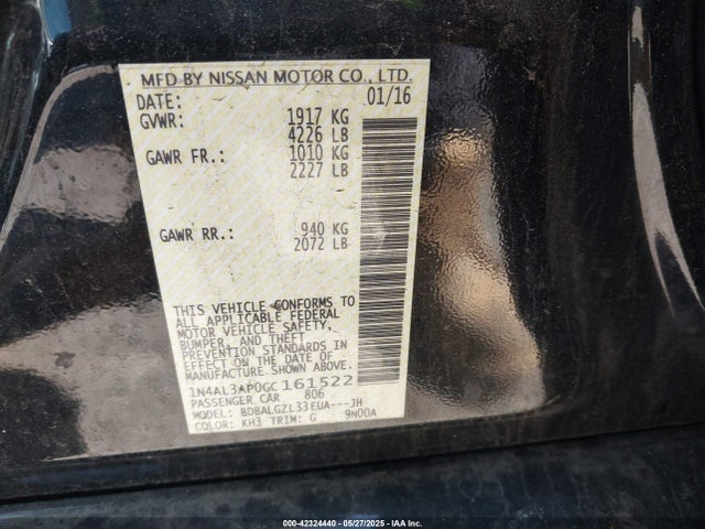 1N4AL3AP0GC161522 Nissan Altima 2.5 S
