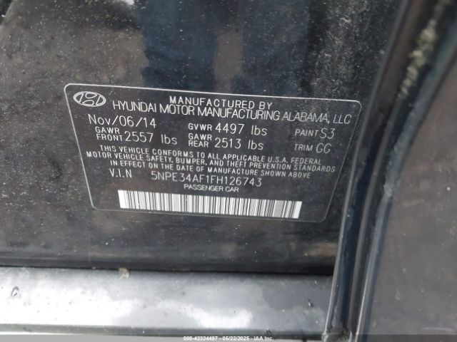 5NPE34AF1FH126743 Hyundai Sonata Limited