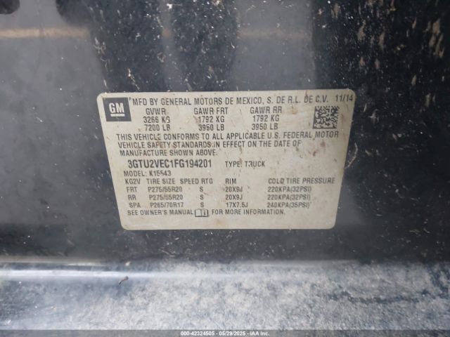 2015 GMC SIERRA 1500 3GTU2VEC1FG194201 Photo 8