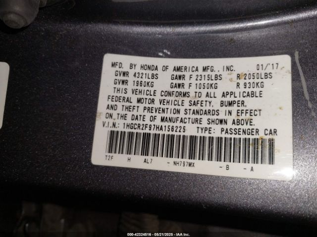 1HGCR2F97HA156225 Honda Accord Ex-l