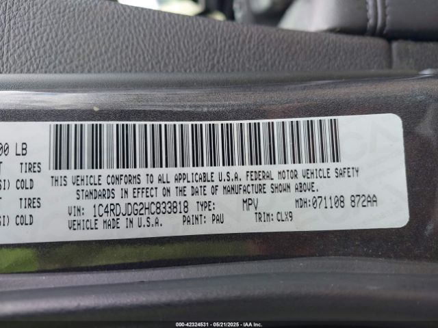 2017 DODGE DURANGO 1C4RDJDG2HC833818 Photo 8