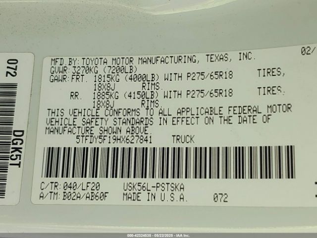 2017 TOYOTA TUNDRA 5TFDY5F19HX627841 Photo 8