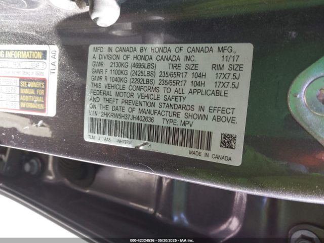 2HKRW5H37JH402636 Honda CR-V LX