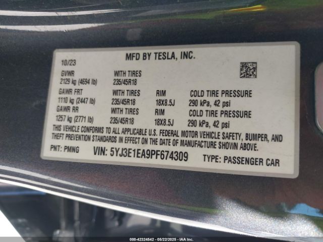 2023 TESLA MODEL 3 5YJ3E1EA9PF674309 Photo 8