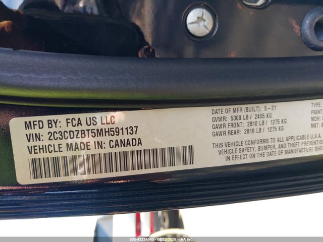 2C3CDZBT5MH591137 Dodge 2021