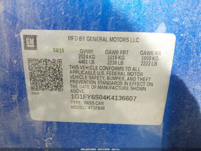 1G1FY6S04K4136607 Chevrolet BOLT EV LT