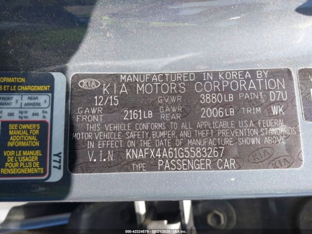KNAFX4A61G5583267 KIA mpi nu