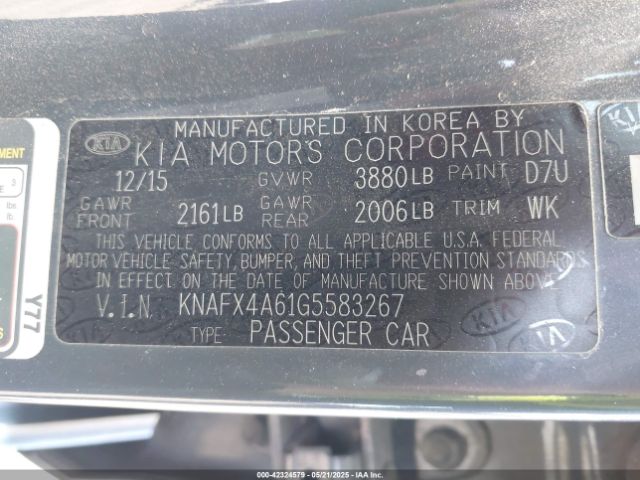 KNAFX4A61G5583267 KIA mpi nu