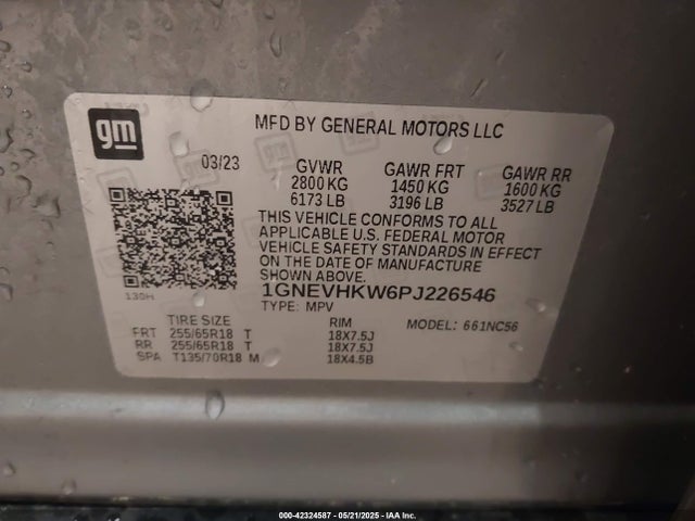 1GNEVHKW6PJ226546 Chevrolet Traverse Awd Lt Leather