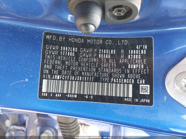 JHMFC1F36JX015117 Honda l15b7