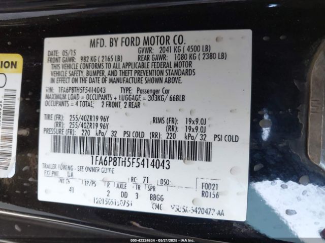 2015 FORD MUSTANG 1FA6P8TH5F5414043 Photo 8