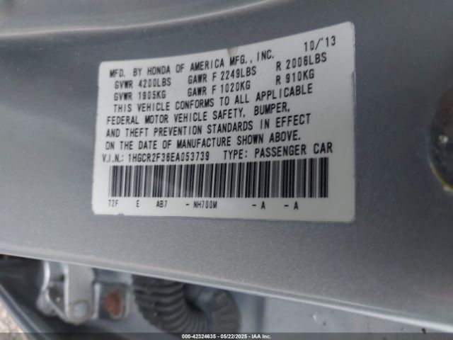 1HGCR2F36EA053739 Honda ACCORD LX