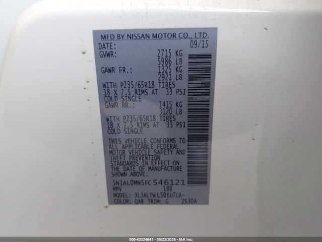 5N1AL0MN5FC546121 Infiniti QX60
