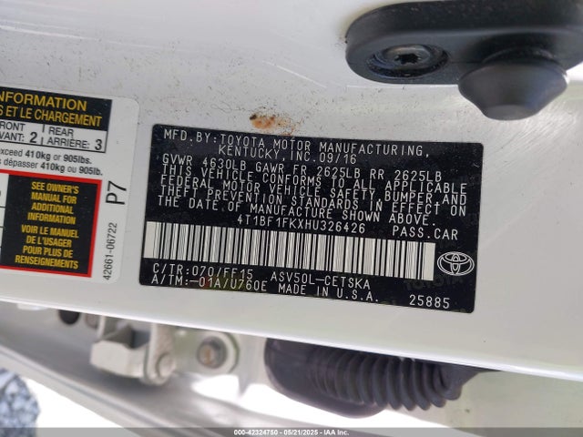 4T1BF1FKXHU326426 Toyota 2ar-fe