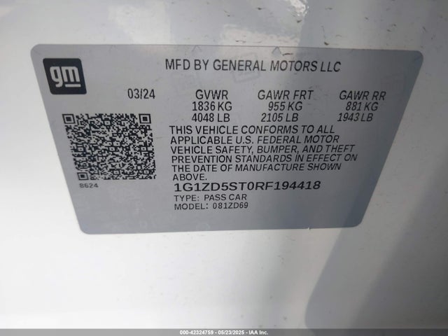 1G1ZD5ST0RF194418 Chevrolet Malibu Fwd 1lt