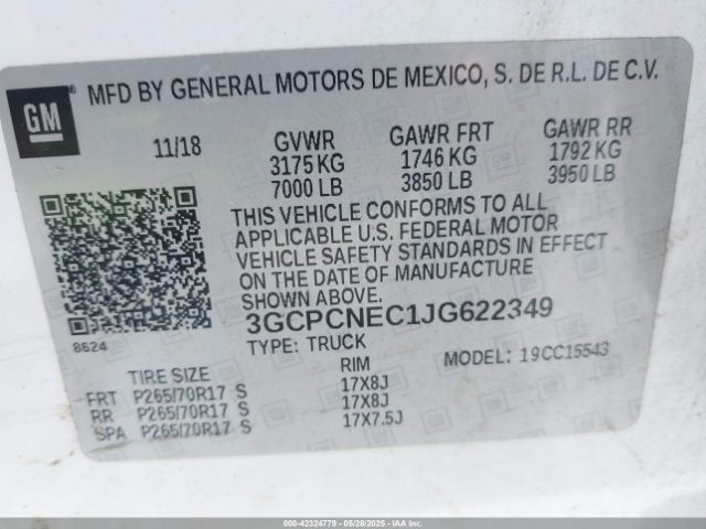 3GCPCNEC1JG622349 Chevrolet Silverado 1500 Wt
