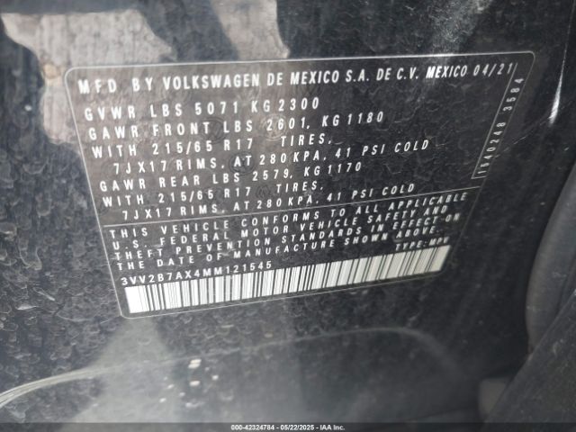 2021 VOLKSWAGEN TIGUAN 3VV2B7AX4MM121545 Photo 8