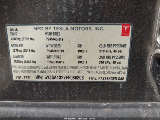 5YJSA1S27FF086203 Tesla Model S 70d/85d/p85d