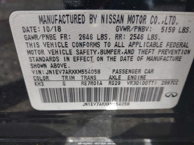 2019 INFINITI Q50 JN1EV7ARXKM554058 Photo 8