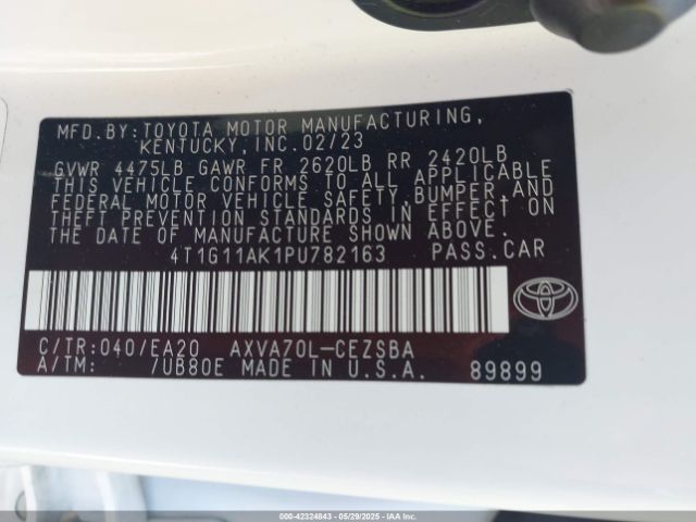 4T1G11AK1PU782163 Toyota CAMRY SE