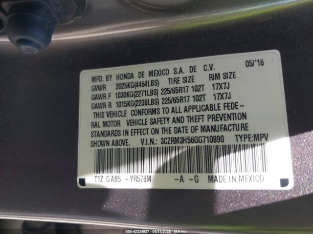 3CZRM3H56GG710890 Honda CR-V EX