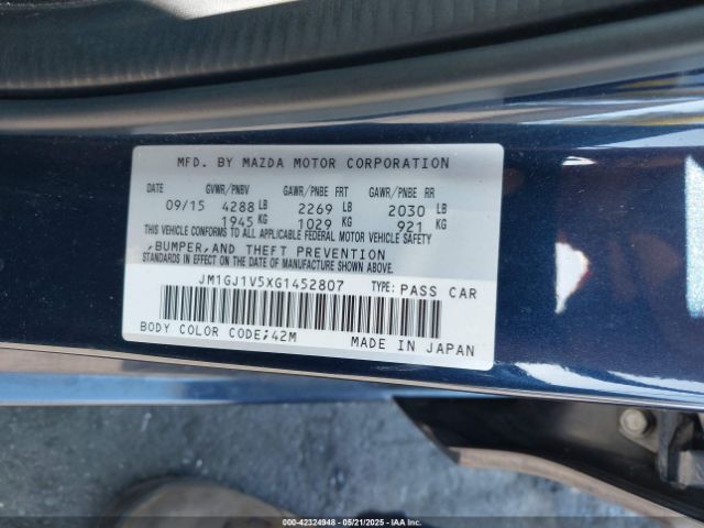 JM1GJ1V5XG1452807 Mazda Mazda6 I Touring