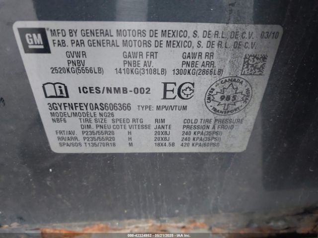 2010 CADILLAC SRX 3GYFNFEY0AS606366 Photo 8