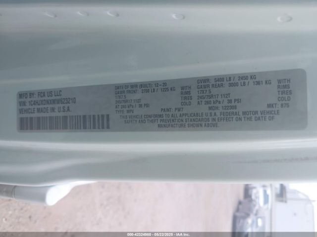 2021 JEEP WRANGLER UNLIMITED 1C4HJXDNXMW623210 Photo 8