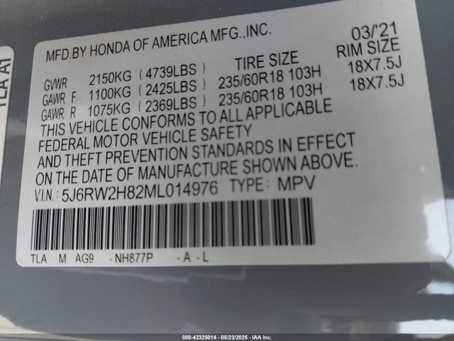 5J6RW2H82ML014976 Honda l15be