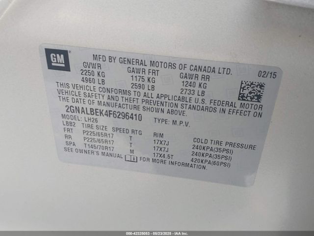 2GNALBEK4F6296410 Chevrolet EQUINOX 1LT
