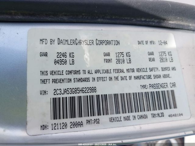 2005 CHRYSLER 300 2C3JA53G85H622988 Photo 8