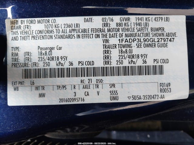 Ford Focus 2016 1FADP3L90GL279747 Image 9
