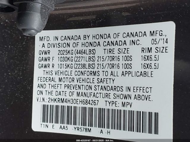 2HKRM4H30EH684267 Honda CR-V LX