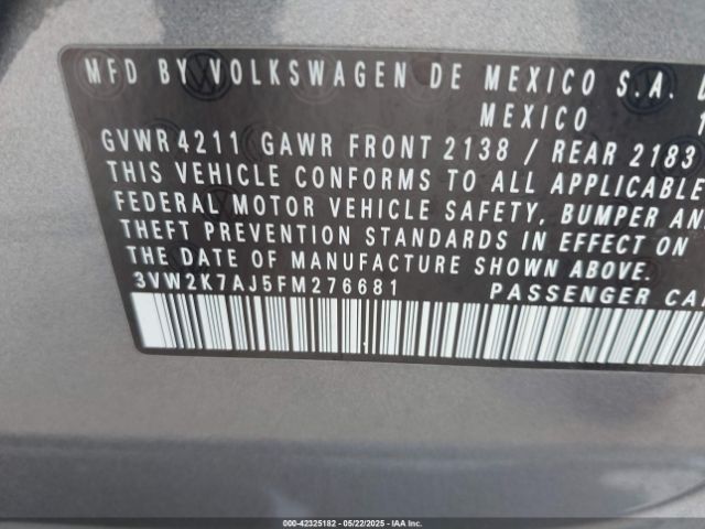 3VW2K7AJ5FM276681 Volkswagen Jetta 2.0l S