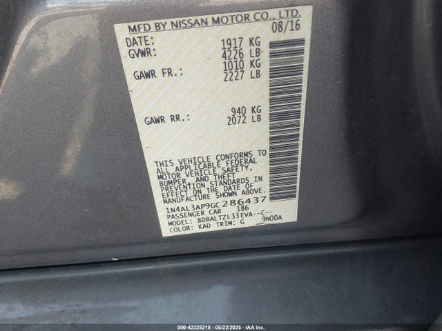 1N4AL3AP9GC286437 Nissan 2016