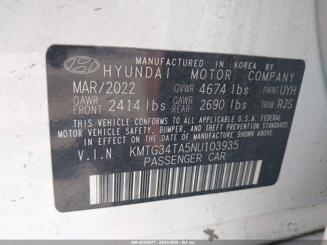 KMTG34TA5NU103935 Genesis t-gdi theta ii fr