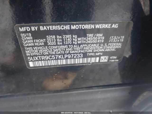 2019 BMW X3 5UXTR9C57KLP97233 Photo 8