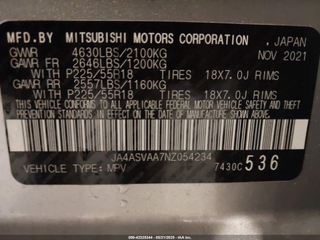 2022 MITSUBISHI ECLIPSE CROSS JA4ASVAA7NZ054234 Photo 8