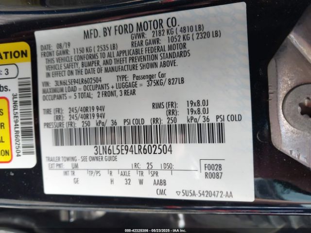 2020 LINCOLN MKZ 3LN6L5E94LR602504 Photo 8