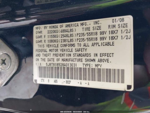 2008 ACURA RDX 5J8TB18528A013031 Photo 8