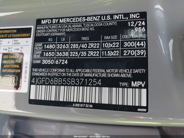 4JGFD6BB5SB371254 Mercedes-Benz m256m