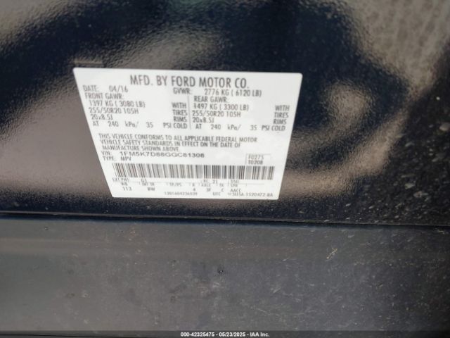 2016 FORD EXPLORER 1FM5K7D88GGC81308 Photo 8