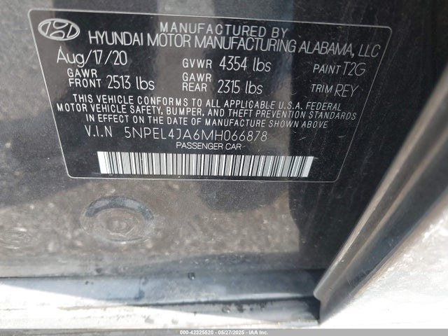 5NPEL4JA6MH066878 Hyundai gdi theta iii