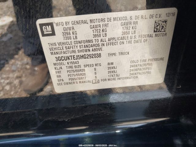 2017 CHEVROLET SILVERADO 1500 3GCUKTEJ5HG292038 Photo 8