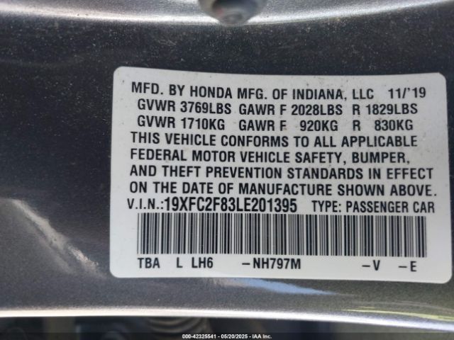 19XFC2F83LE201395 Honda Civic Sport
