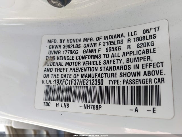 19XFC1F37HE212390 Honda Civic Ex-t