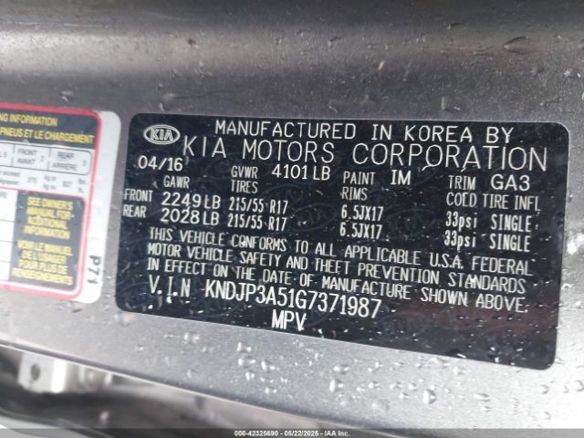 KNDJP3A51G7371987 KIA SOUL +